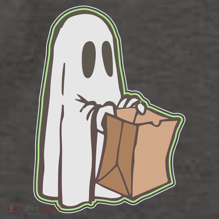 Funny Halloween Ghost with Candy Bag Vector Backpack