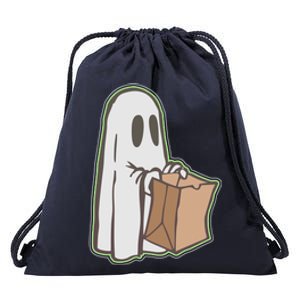 Funny Halloween Ghost with Candy Bag Drawstring Bag