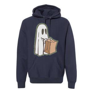 Funny Halloween Ghost with Candy Bag Premium Hoodie