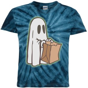 Funny Halloween Ghost with Candy Bag Kids Tie-Dye T-Shirt