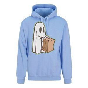 Funny Halloween Ghost with Candy Bag Unisex Surf Hoodie