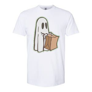 Funny Halloween Ghost with Candy Bag Softstyle CVC T-Shirt