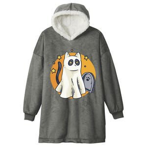 Funny Halloween Ghost Cat Costume Cute Black Cat Hooded Wearable Blanket