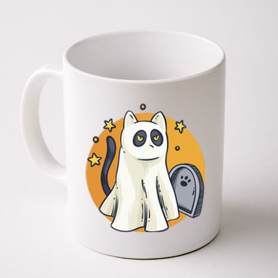 Funny Halloween Ghost Cat Costume Cute Black Cat Coffee Mug