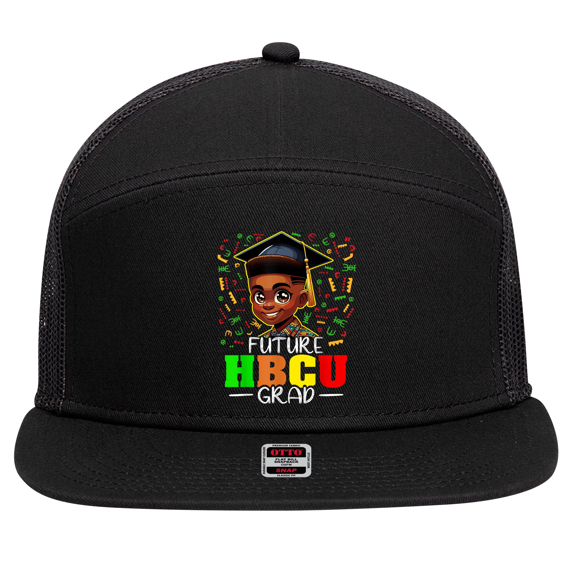 Future Hbcu Graduation Black Boy Grad Hbcu 7 Panel Mesh Trucker Snapback Hat