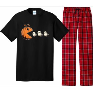 Funny Halloween Gamer Pumpkin Eating Ghosts Game Gift Pajama Set