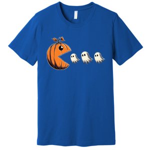 Funny Halloween Gamer Pumpkin Eating Ghosts Game Gift Premium T-Shirt