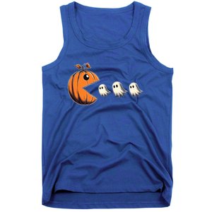 Funny Halloween Gamer Pumpkin Eating Ghosts Game Gift Tank Top