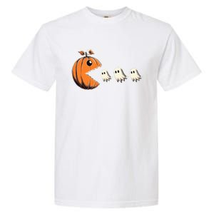 Funny Halloween Gamer Pumpkin Eating Ghosts Game Gift Garment-Dyed Heavyweight T-Shirt