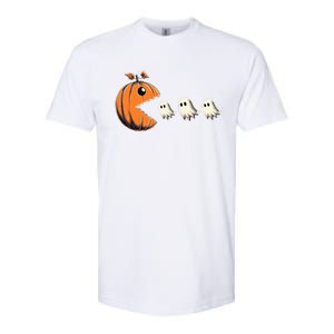 Funny Halloween Gamer Pumpkin Eating Ghosts Game Gift Softstyle CVC T-Shirt