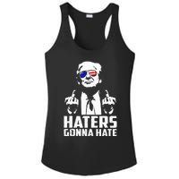 Funny Haters Gonna Hate President Donald Trump Middle Finger Ladies PosiCharge Competitor Racerback Tank