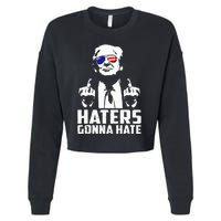 Funny Haters Gonna Hate President Donald Trump Middle Finger Cropped Pullover Crew