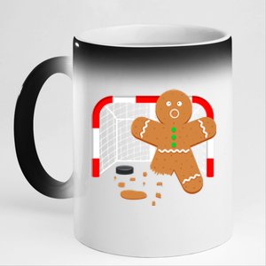 Funny Hockey Goalie Gingerbread Christmas Great Gift 11oz Black Color Changing Mug