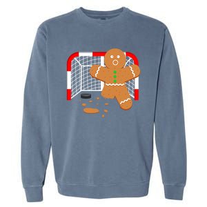 Funny Hockey Goalie Gingerbread Christmas Great Gift Garment-Dyed Sweatshirt