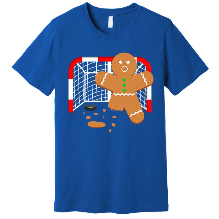 Funny Hockey Goalie Gingerbread Christmas Great Gift Premium T-Shirt