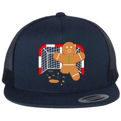 Funny Hockey Goalie Gingerbread Christmas Great Gift Flat Bill Trucker Hat