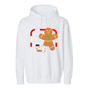 Funny Hockey Goalie Gingerbread Christmas Great Gift Garment-Dyed Fleece Hoodie