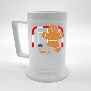 Funny Hockey Goalie Gingerbread Christmas Great Gift Beer Stein