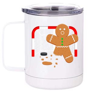 Funny Hockey Goalie Gingerbread Christmas Great Gift 12 oz Stainless Steel Tumbler Cup