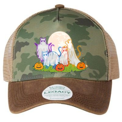 Funny Halloween Ghost Cats Legacy Tie Dye Trucker Hat