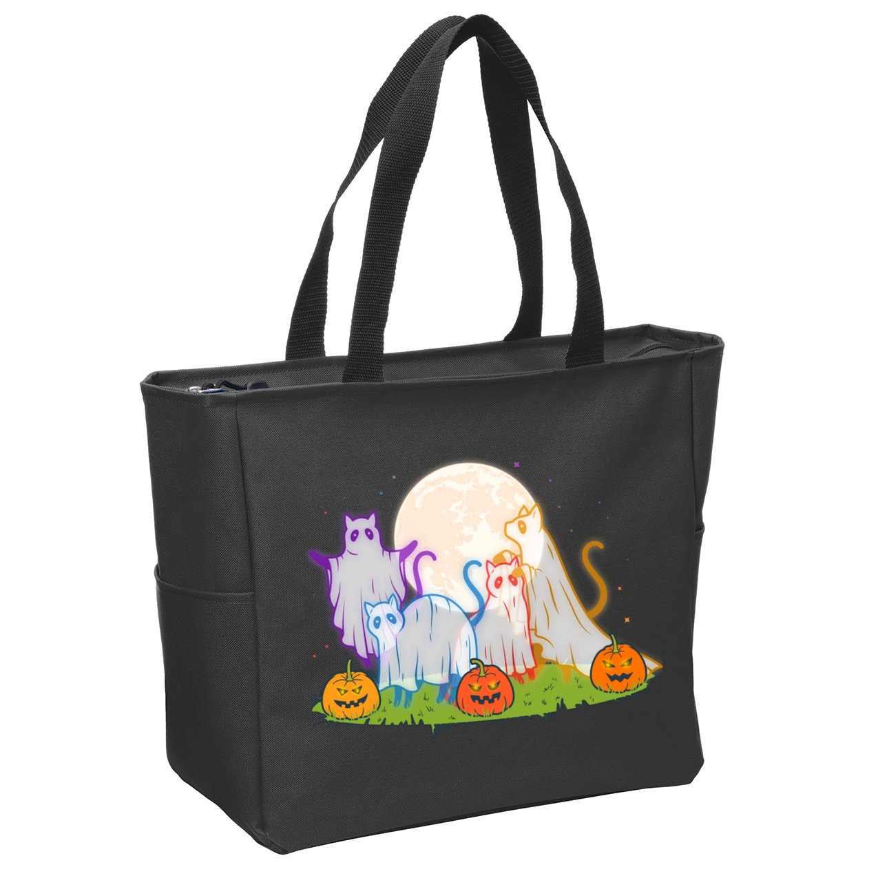 Funny Halloween Ghost Cats Zip Tote Bag