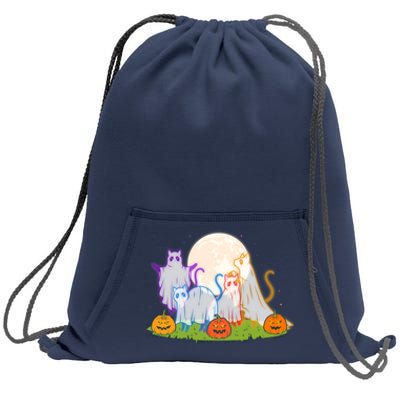 Funny Halloween Ghost Cats Sweatshirt Cinch Pack Bag