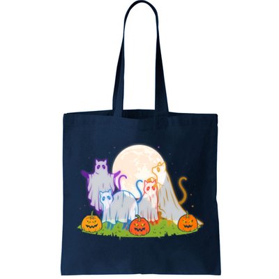 Funny Halloween Ghost Cats Tote Bag