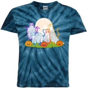 Funny Halloween Ghost Cats Kids Tie-Dye T-Shirt