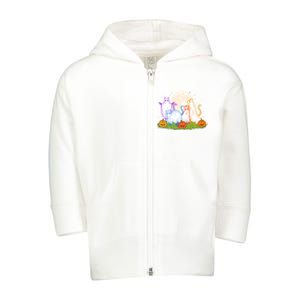 Funny Halloween Ghost Cats Toddler Zip Fleece Hoodie