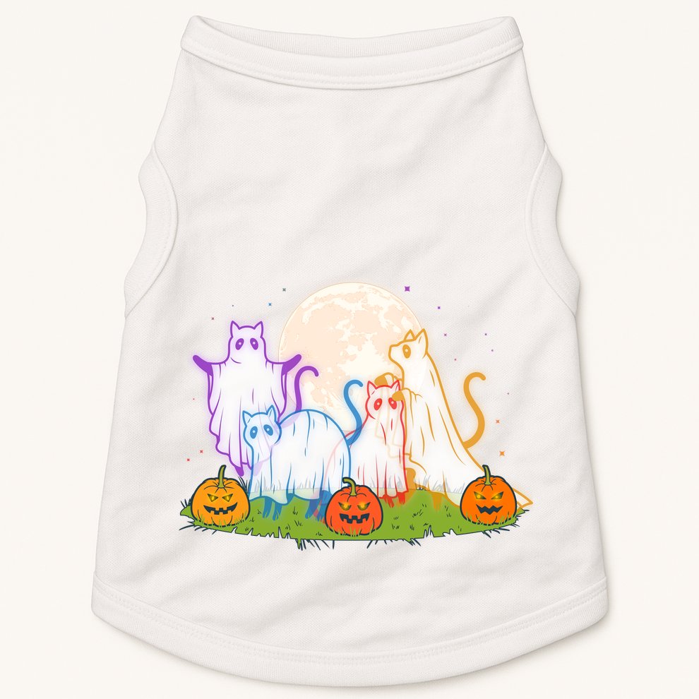 Funny Halloween Ghost Cats Doggie Tank
