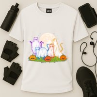 Funny Halloween Ghost Cats Cooling Performance Crew T-Shirt