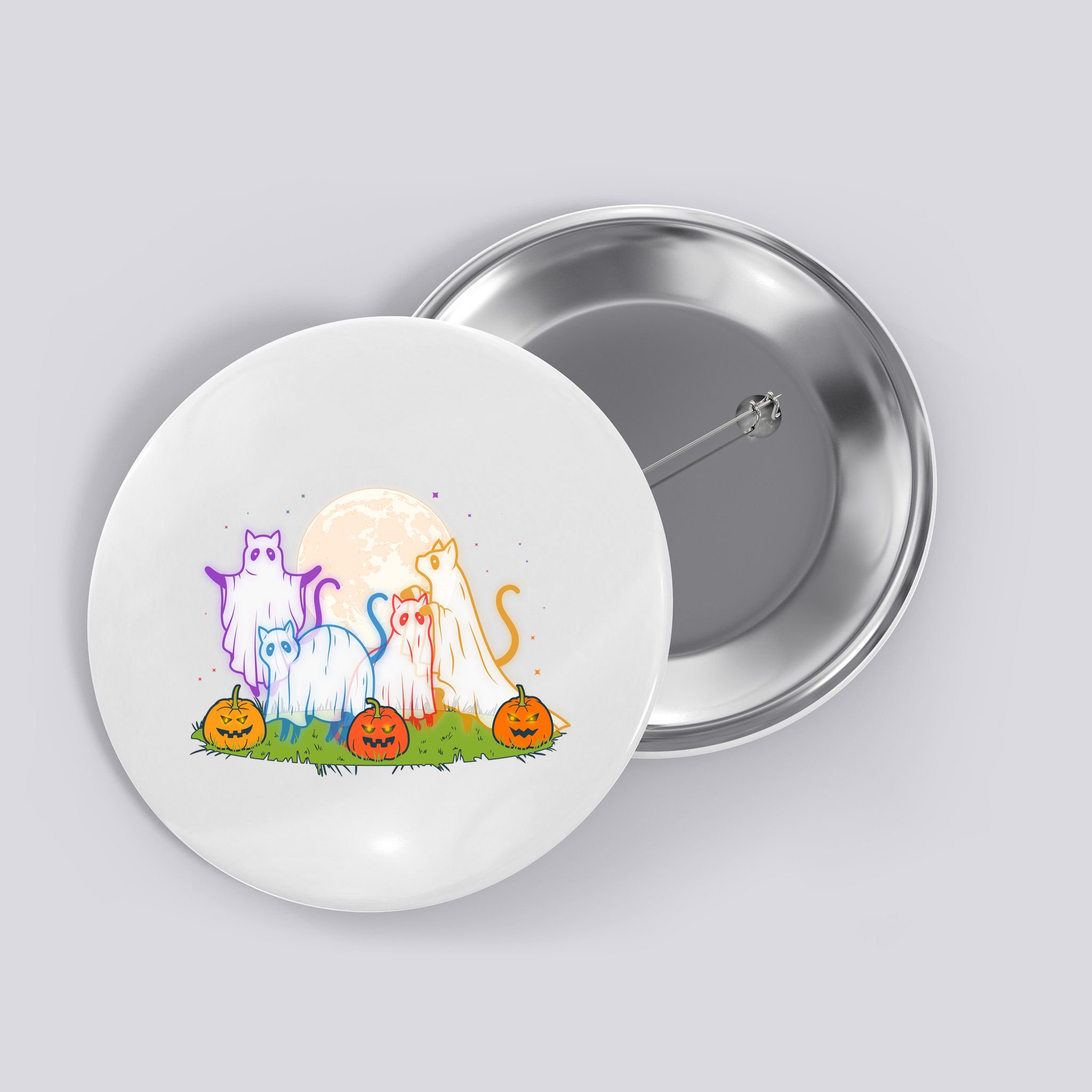 Funny Halloween Ghost Cats Button