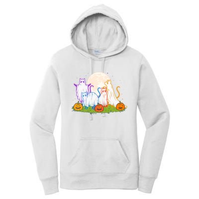 Funny Halloween Ghost Cats Women's Pullover Hoodie