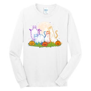 Funny Halloween Ghost Cats Tall Long Sleeve T-Shirt