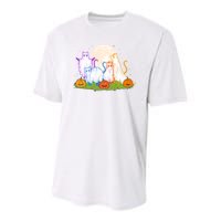 Funny Halloween Ghost Cats Youth Performance Sprint T-Shirt