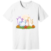 Funny Halloween Ghost Cats Premium T-Shirt