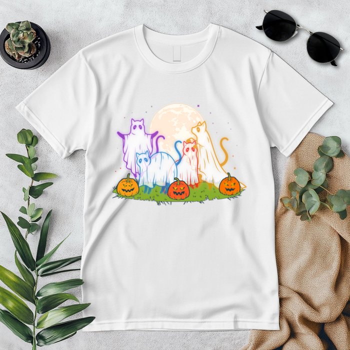 Funny Halloween Ghost Cats Premium T-Shirt