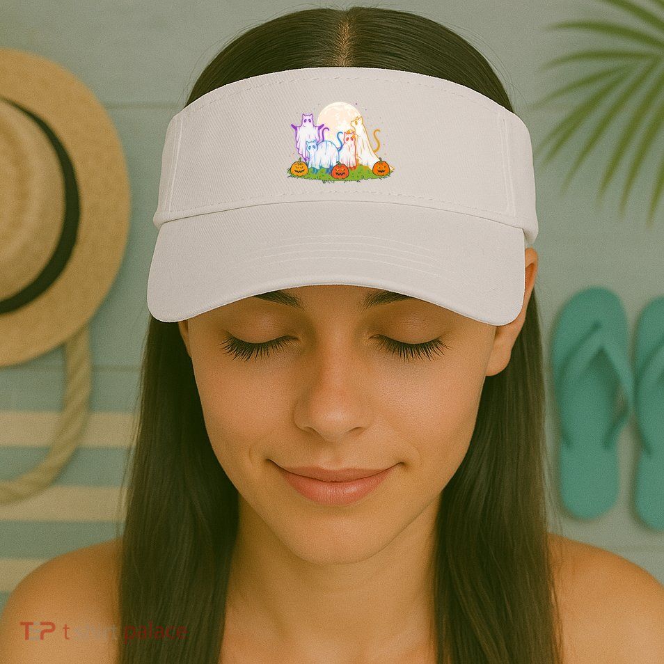 Funny Halloween Ghost Cats Visor
