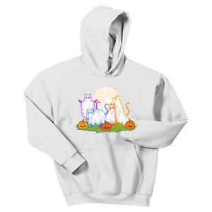 Funny Halloween Ghost Cats Kids Hoodie