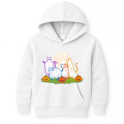 Funny Halloween Ghost Cats Kids Hoodie