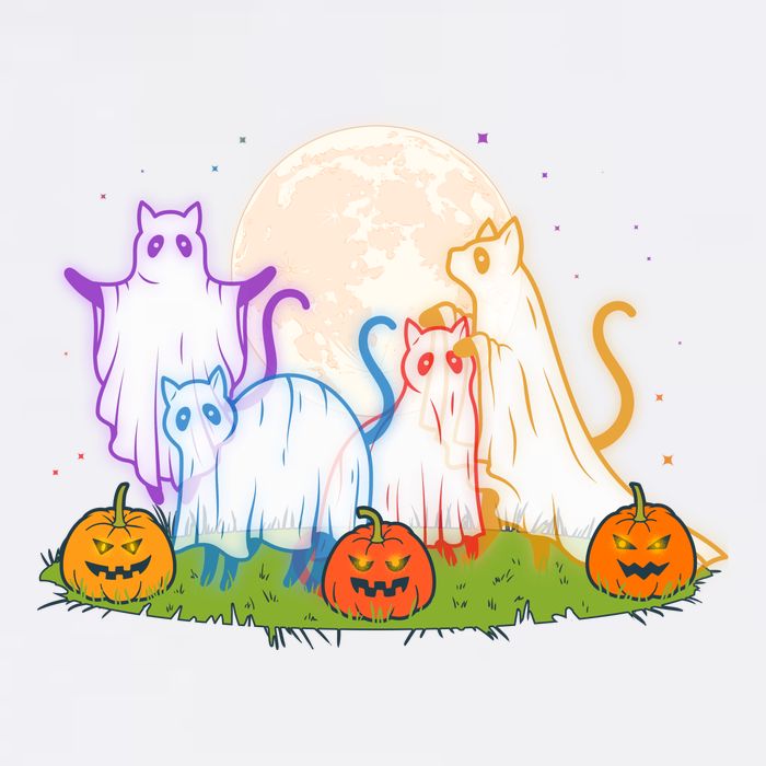 Funny Halloween Ghost Cats Wool Snapback Cap