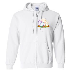 Funny Halloween Ghost Cats Full Zip Hoodie