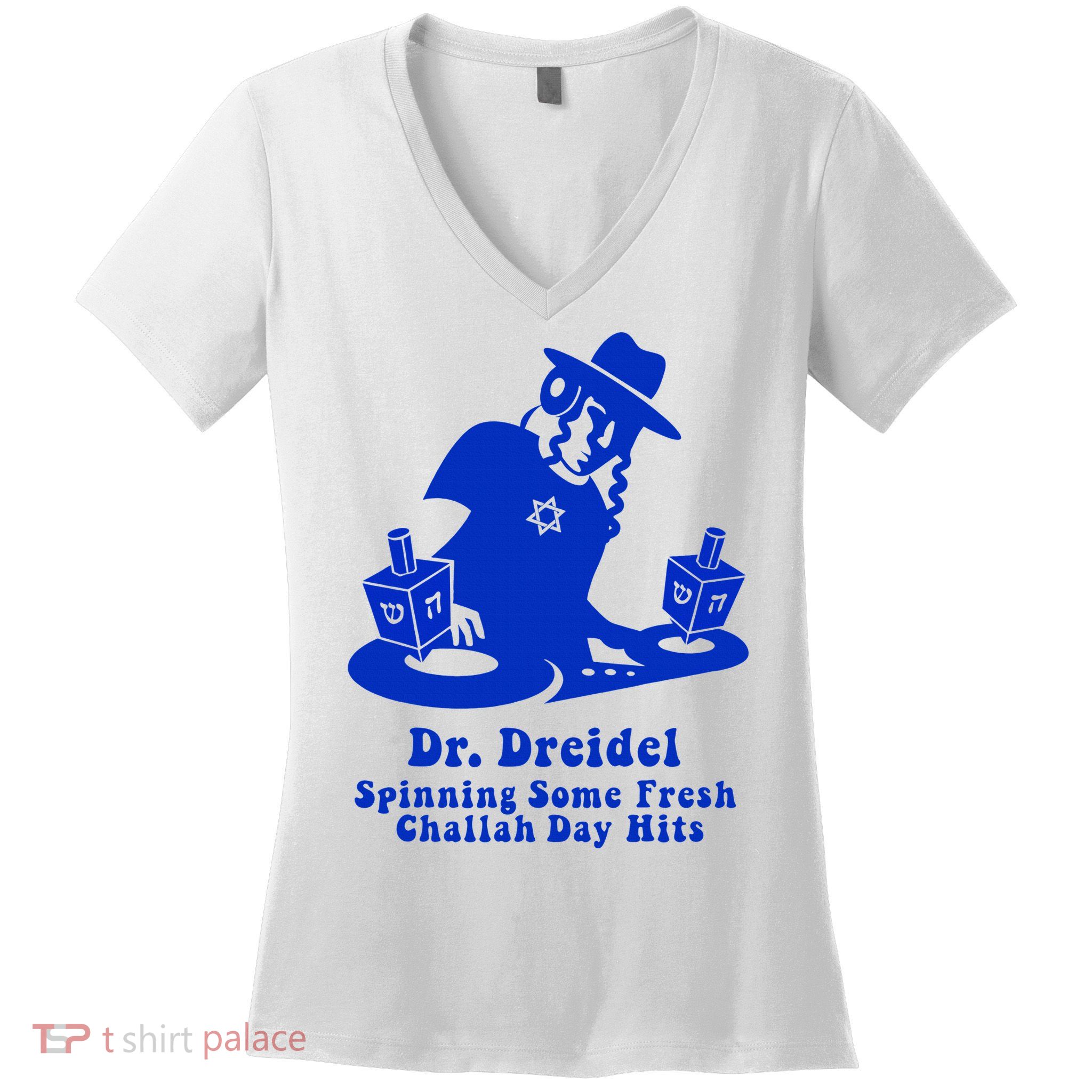 Funny Hanukkah Gift Chanukah DJ Dr. Dreidel Party  Women's V-Neck T-Shirt