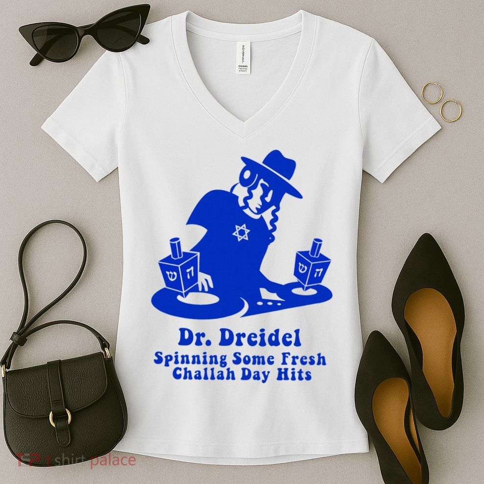 Funny Hanukkah Gift Chanukah DJ Dr. Dreidel Party  Women's V-Neck T-Shirt