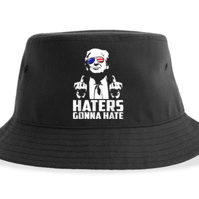 Funny Haters Gonna Hate President Donald Trump Middle Finger Sustainable Bucket Hat