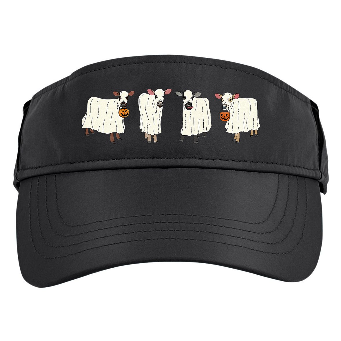 Funny Halloween Ghost Cows Trick Or Treat Cow Lover Adult Drive Performance Visor