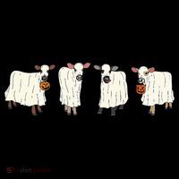 Funny Halloween Ghost Cows Trick Or Treat Cow Lover Premium T-Shirt