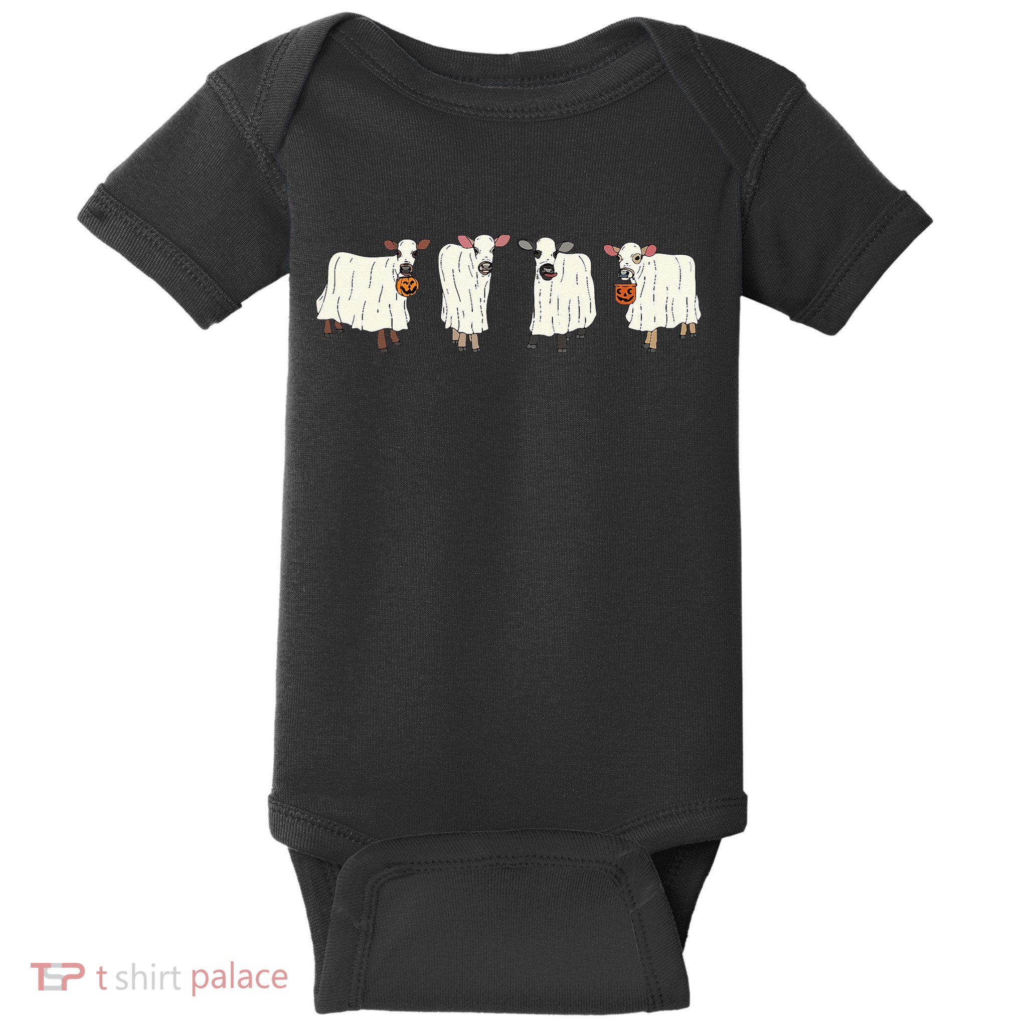 Funny Halloween Ghost Cows Trick Or Treat Cow Lover Baby Bodysuit