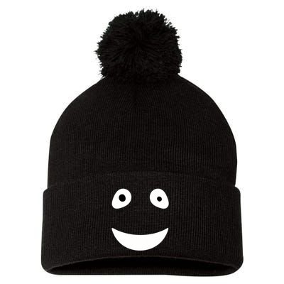 Funny Halloween Ghost Face Retro Spooky Pom Pom 12in Knit Beanie
