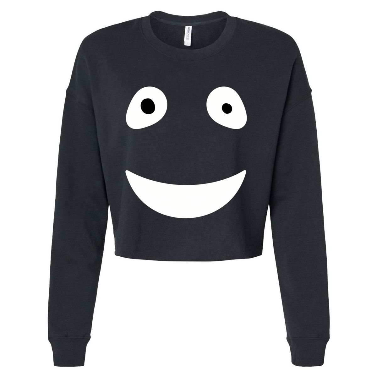 Funny Halloween Ghost Face Retro Spooky Cropped Pullover Crew